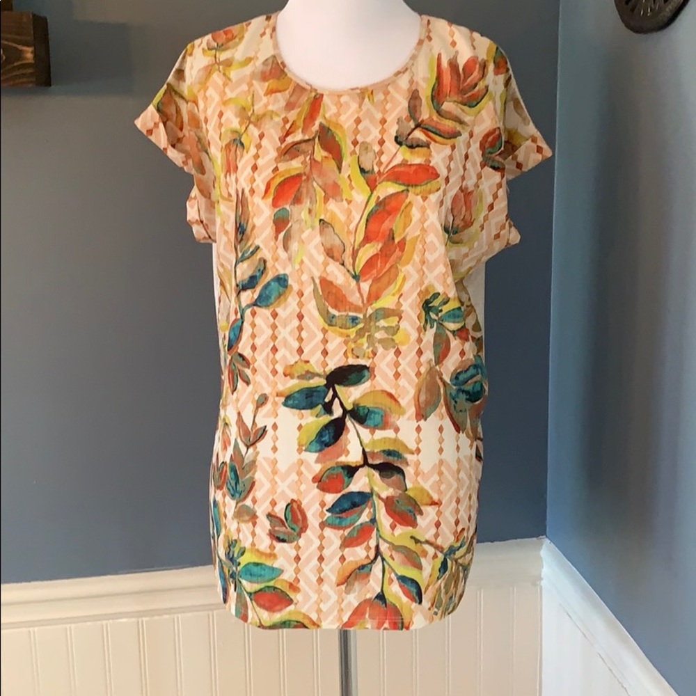 Zara Botanical Floral Top Knit Back Small